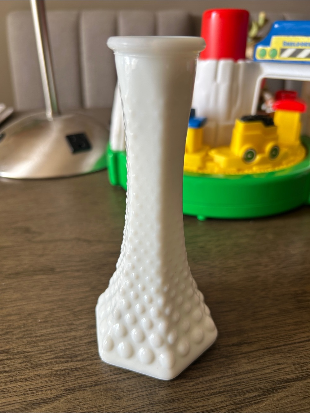 Milk Glass Hobnail Bud Vase in White